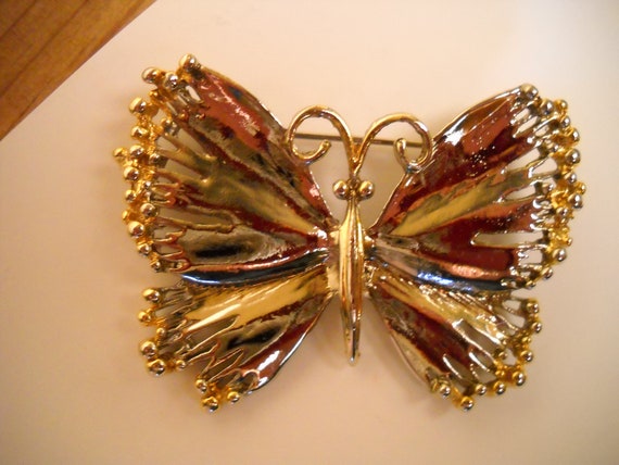 Vintage Butterfly Brooch , Silver and Gold  Butte… - image 8