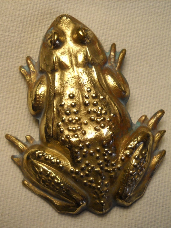 Vintage Brass Frog Brooch, Large Frog Brooch, Fro… - image 5