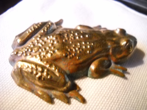 Vintage Brass Frog Brooch, Large Frog Brooch, Fro… - image 7