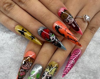 Everyone’s A Star Tour Inspired Press On Nails | Handmade Character Press Ons | Concert Nails | Custom Nail Art Set
