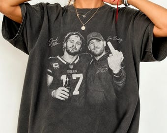 Josh Allen T-Shirt, Buffalo Bills Football Shirt, Comfort Colors Navy Tee, Josh Allen 17 Vintage Shirt, Football Fan Gift