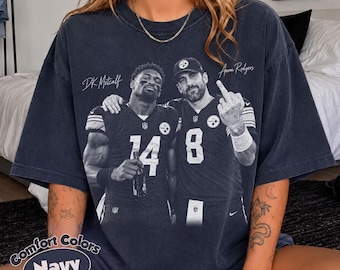 Aaron Rodgers DK Metcalf Shirt, Aaron Rodgers Shirt, Comfort Colors Navy Tee,  Vintage Pittsburgh Steelers Football Tee, NFL Fan Gift