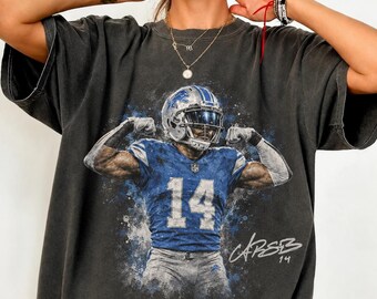 Amon-Ra St. Brown Shirt, Vintage Detroit Lions Football  Tee, Amon-Ra St. Brown 14 Graphite Shirt, Football  Fan Gift