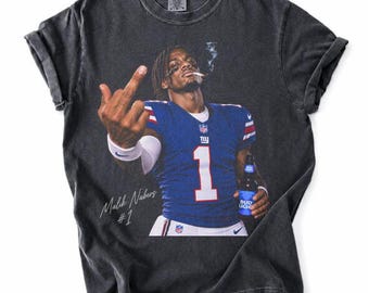 Malik Nabers Shirt, Malik Nabers Football Shirt, Vintage New York Giants Football Tee, Malik Nabers 1 Fan Gift