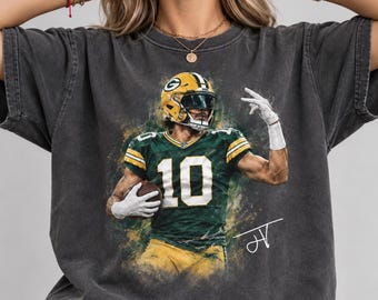 Jordan Love Vintage 90s Shirt, Vintage Green Bay Football  Tee, Jordan Love 10 Graphite Shirt, Football  Fan Gift