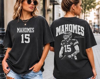 Patrick Mahomes 2 sided Shirt, Patrick Mahomes Football Shirt, Vintage Kansas City Football Tee, Mahomes 15 Fan Gift