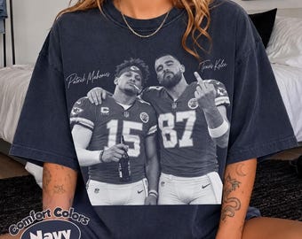 Patrick Mahomes Travis Kelce Shirt, Patrick Mahomes Shirt, Comfort Colors Navy Tee,  Vintage Kansas City Football Tee, NFL Fan Gift