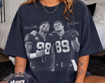 Maxx Crosby & Brock Bowers Shirt, Maxx Crosby Shirt, Comfort Colors Navy Tee,  Vintage Las Vegas Football Tee, NFL Fan Gift