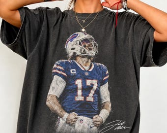 Josh Allen Vintage 90s Shirt, Vintage Buffalo Football  Tee, Josh Allen 17 Graphite Shirt, Football  Fan Gift