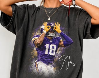 Justin Jefferson Shirt, Vintage Minnesota Football  Tee, Justin Jefferson 18 Graphite Shirt, Football Fan Gift