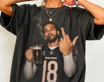Divertente maglietta con meme di football americano di Caleb Williams numero 18, maglietta grafica vintage di Caleb Williams, regalo per i tifosi di Chicago