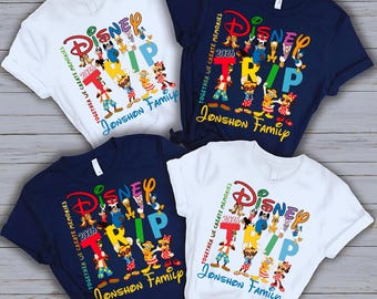 Disney World Family Trip: Personalized Mickey Minnie Donald Daisy Goofy Pluto tee, EPCOT Hollywood Studios Family Vacation Trip Shirt 2026