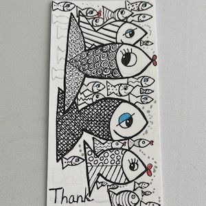 Handgezeichnetes Fisch Lesezeichen | Wunderliches Kunstgeschenk für Lehrer, Mentor, Vater, Leser