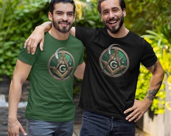 Masonic Muslim Emblem with Crescent and Star Square and Compasses T-shirt