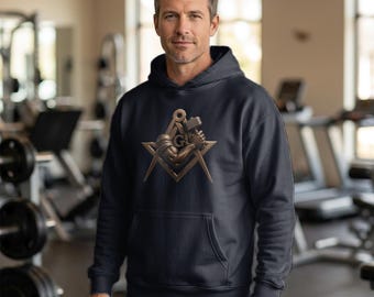 Freemason Master Mason Strength Hammer Square & Compasses Lodge Garment-dyed Hoodie Masonic Gift