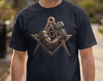 Freemason Master Mason Strength Hammer Square Compasses Lodge garment-dyed Heavyweight T-shirt Masonic Gift