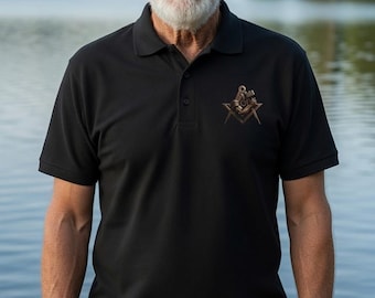 Freemason Master Mason Strength Hammer Square Compasses Lodge Premium Pique Polo Shirt Masonic Gift