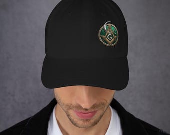 Masonic Muslim Emblem with Crescent and Star Square and Compasses Dad Hat
