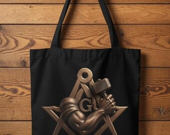 Freemason Master Mason Strength Hammer Square Compasses Lodge Large Tote Bag Masonic Gift
