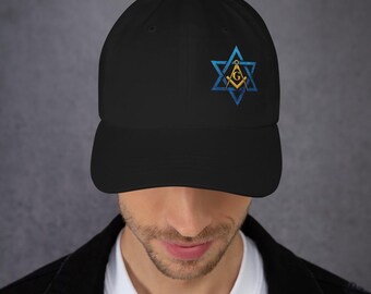Jewish Masonic Star of David Square and Compasses Dad Hat