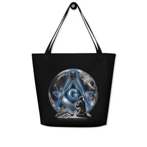 Masonic Working Tools Freemason Moon Blue Lodge Brother Master Mason Gift All-Over Print Large Tote Bag