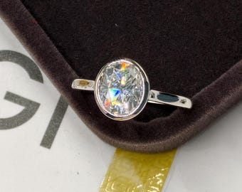 IGI-gecertificeerde ovale, labgegroeide diamanten verlovingsring witgouden belofteringen voor vrouwen bezelsetting ring