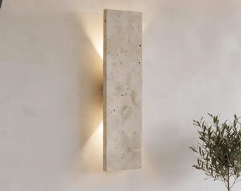 Cave Stone Wall Sconce, Natural Yellow Stone Up Down Outdoor Wall Lamp, Architectural Feature Light, Hallway Staircase Hotel,  Warm LED