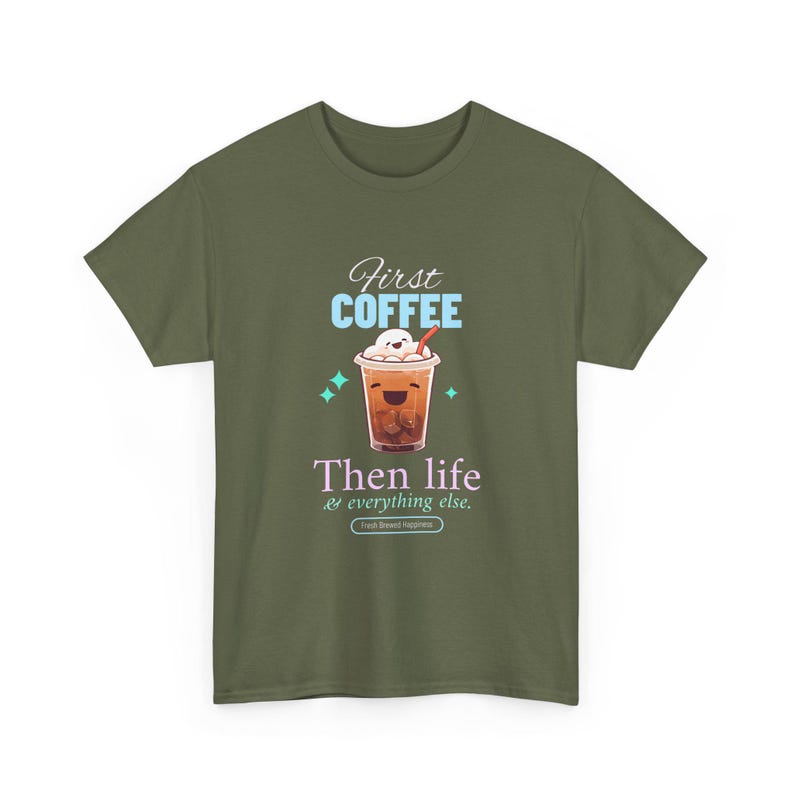 First Coffee Then Life Tshirt, Coffee Lover Gift, Iced Coffee Quote, Funny Morning Coffee Shirt, Cafe Merch, Trendy Coffee Humor image 7