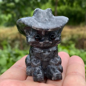 Escultura de gato de cristal tallado de 2,3"+, ejemplar de cuarzo natural brillante, regalo de decoración para el hogar.