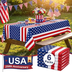 Patriotic American Flag Tablecloth Waterproof Party Covers for 4th July BBQ Gathering bild 1