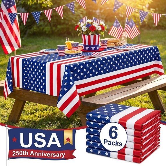 Patriotic American Flag Tablecloth Waterproof Party Covers for 4th July BBQ Gathering