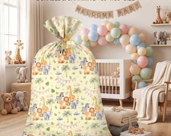 Jumbo Animal Gift Bag Extra Large Plastic Baby Shower Forest Yellow Newborn Party Favor