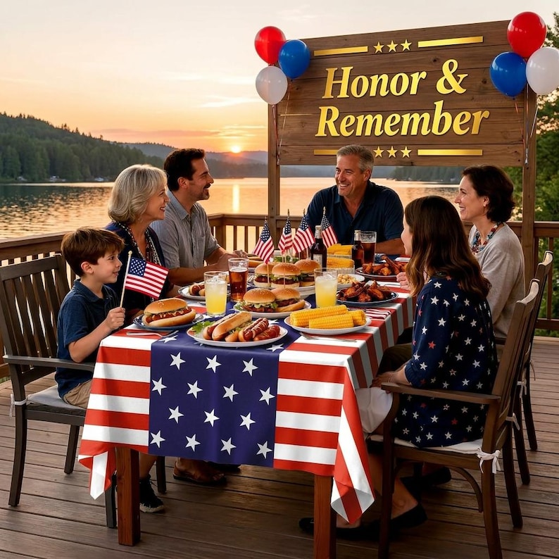 Patriotic American Flag Tablecloth Waterproof Party Covers for 4th July BBQ Gathering bild 3