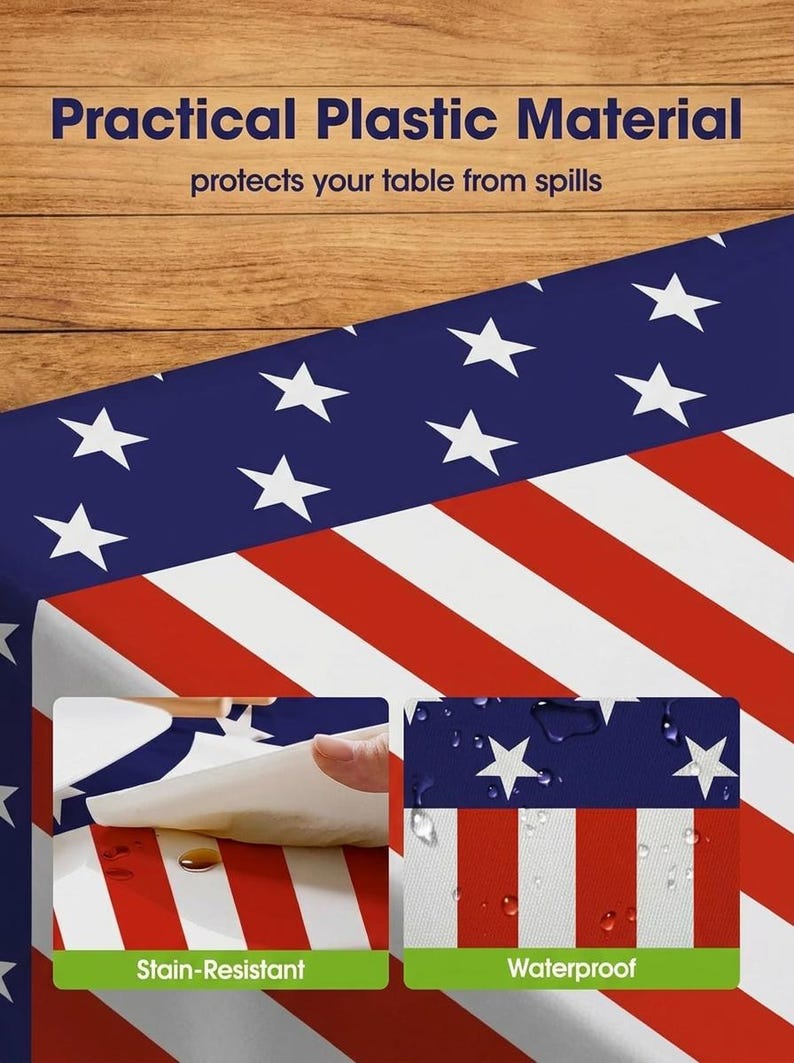 Patriotic American Flag Tablecloth Waterproof Party Covers for 4th July BBQ Gathering bild 2