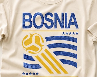 Maglietta da calcio della Bosnia-Erzegovina, bandiera retrò anni '90 della squadra bosniaca, Coppa del Mondo 2026, regalo vintage per tifosi.