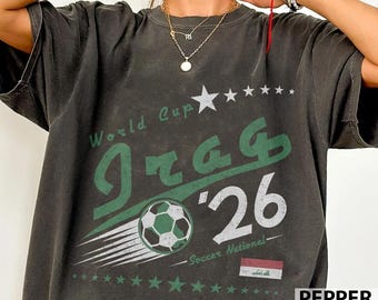 Maglietta Iraq Coppa del Mondo di calcio, maglietta grafica squadra di calcio anni '90, regalo per i tifosi iracheni orgogliosi