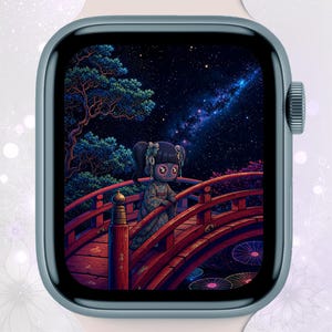 Puente bajo la Vía Láctea | Fondo de pantalla de reloj de fantasía