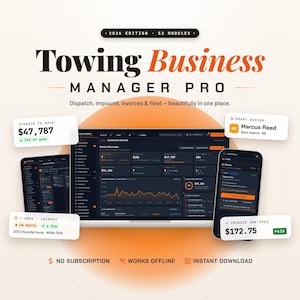 Towing Business Software | Tow Truck Dispatch, Impound, Invoice & Fleet Manager | Offline HTML App, No Subscription
