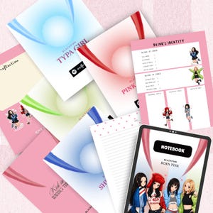 Niedliches BLACKPINK Born Pink Digitales Notizbuch, Kawaii Chibi Anime Kpop Printable Journal, Pink Venom Spotify Code Musik Songtext PDF Planer Geschenk