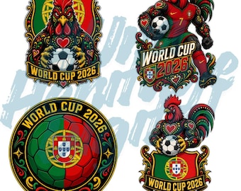 Paquete de imágenes PNG de fútbol de Portugal para el Mundial 2026, imágenes prediseñadas de fútbol (descarga digital)