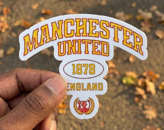 Pegatinas vintage retro troqueladas del Manchester United, imanes para coche, accesorios y regalos para mamás, vinilo con el logo.