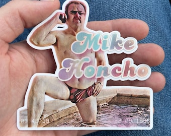 Pegatinas troqueladas de Mike Honcho, accesorios y regalos para novia, vinilo adhesivo con logo.