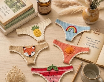 Crochet Book Thong Bookmark, Cute Bikini Bookmark, Fruit Animal Page Marker, Funny Book Lover Gift, Handmade Reading Accessory for Women