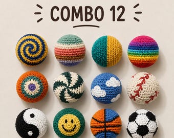 Handmade Crochet Footbag Stress Ball, Crocheted Footbag Toy, Retro Style Fidget Ball for Focus & Relaxation, Artisan Woven Sports Gift