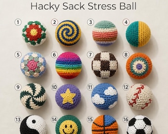 Handmade Crochet Footbag Stress Ball, Crocheted Hacky Sack Footbag, Retro Style Fidget Toy for Focus & Relaxation, Artisan Woven Sports Gift