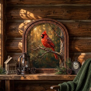 Memorial Cardinal Wall Art, Woodland Bird Keepsake, Nature Lover Gift