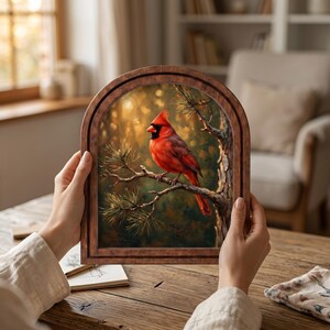 Woodland Cardinal Wall Art, Rustic Cabin Decor for Bird Lovers