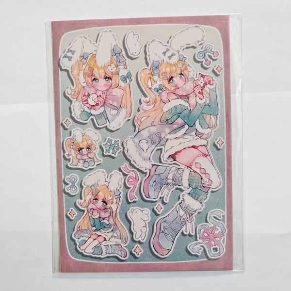 Winter Bunny Girl Sticker Sheet (20/21)