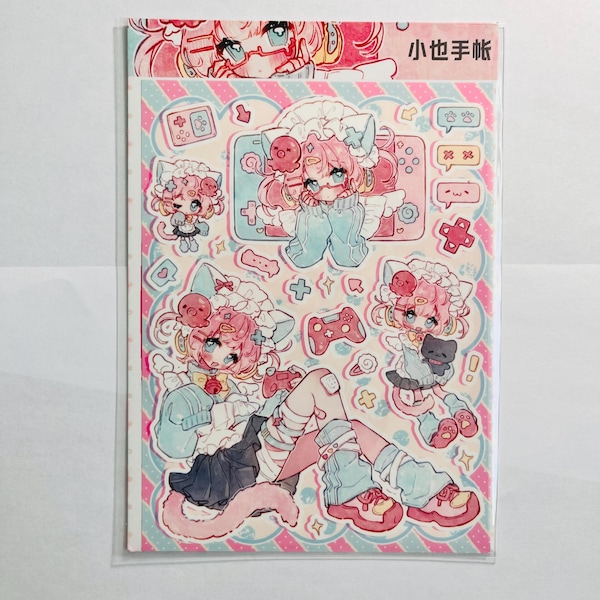 Kawaii Gamer Girl Sticker Sheet (9/14)