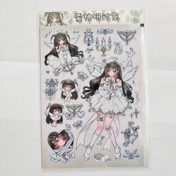 White Angel Girl Sticker Sheet (24)